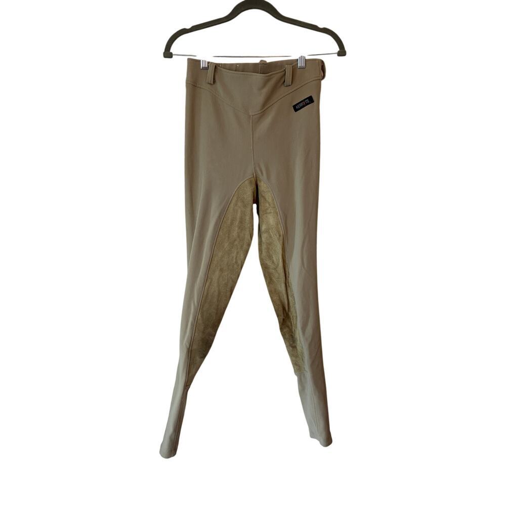 Kerrits women's breeches medium taupe suede panels microcord riding equestrian